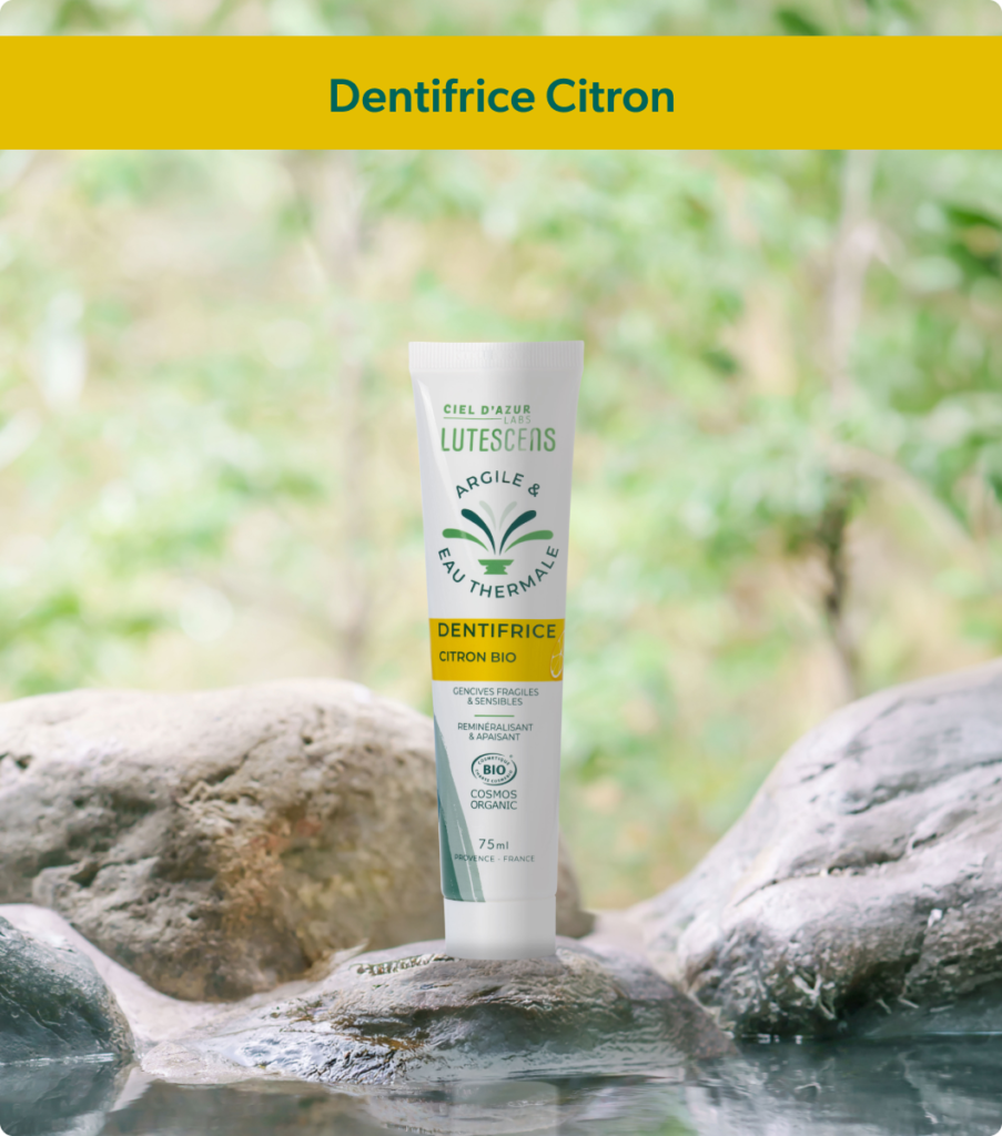 Dentifrice parfum citron à l'argile et à l'eau thermale de la marque Lutescens