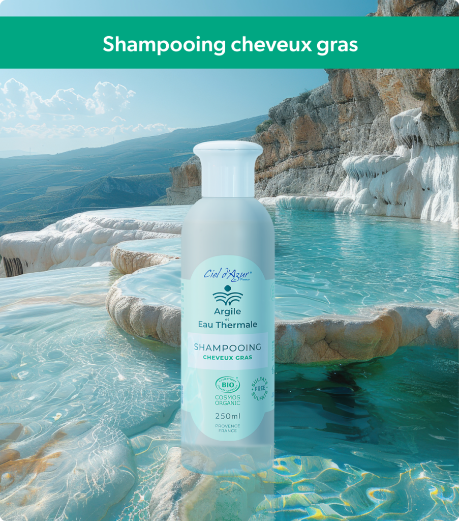 Shampooing pour cheveux gras à l'argile blanche et à l'eau thermale de la marque Argile et Eau Thermale